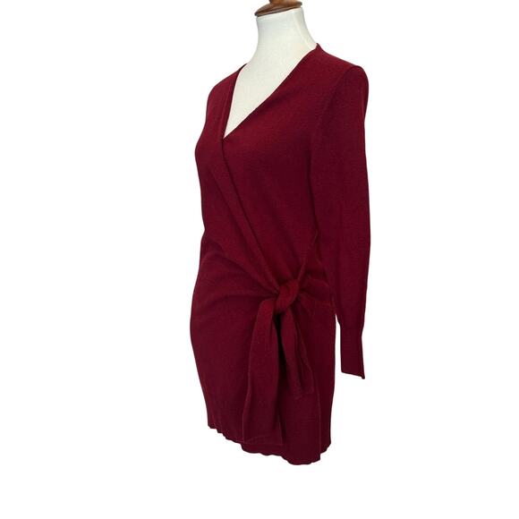 Thakoon Red Mini Sweater Wrap Dress SMALL Knit Career Office Designer $280 - Picture 5 of 10